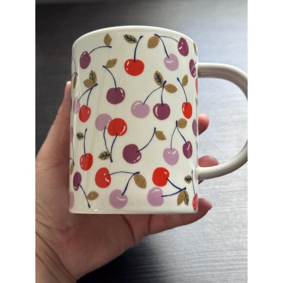 Room Essentials cherry print stoneware mug 16 oz, ceramic coffee cup, cute fruit - Picture 3 of 8